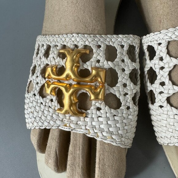 Tory Burch Eleanor Woven Leather Slides, Size 10 M - Picture 5 of 13